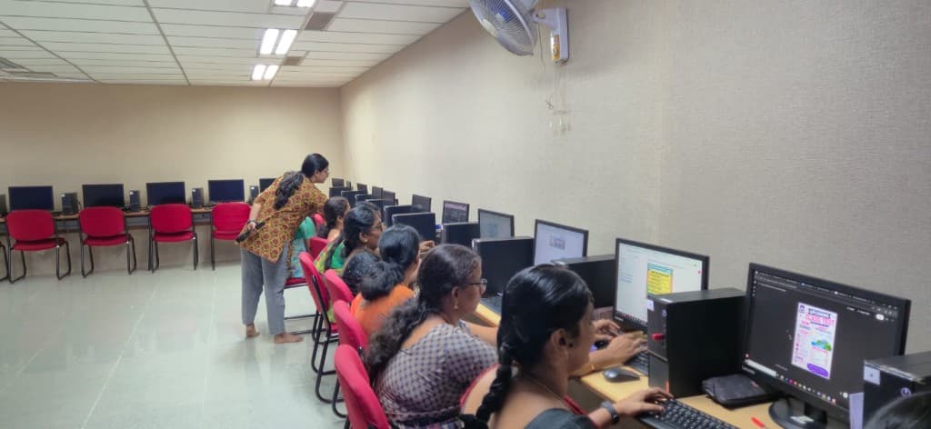 Trainer assisting students during a hands-on AI lab session