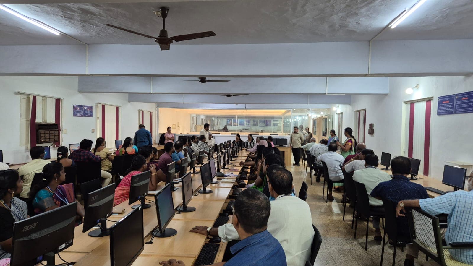Students working in a modern computer lab